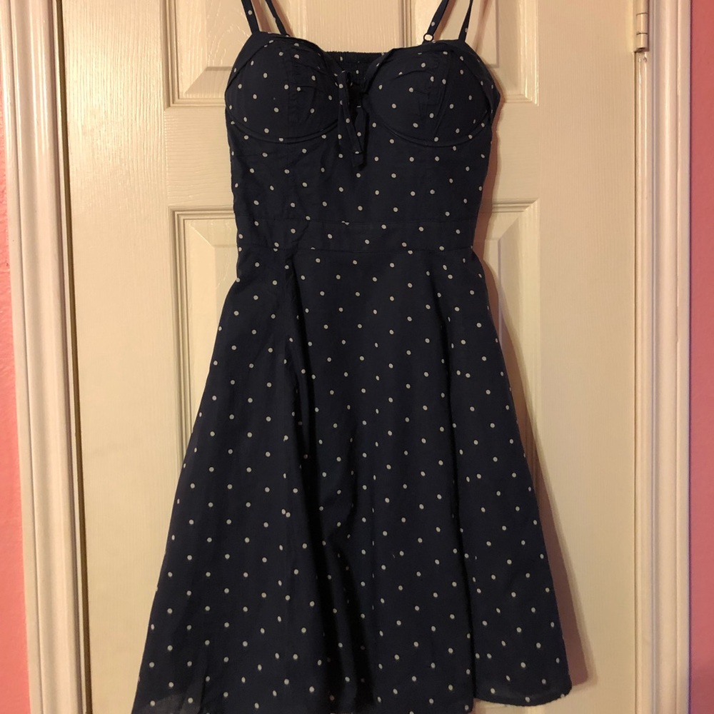 Navy blue with white polka dot dress